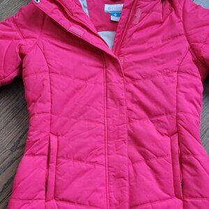 WOMENS COLUMBIAN COAT JACKET Small Pink Full Zip Up Pockets Puffer